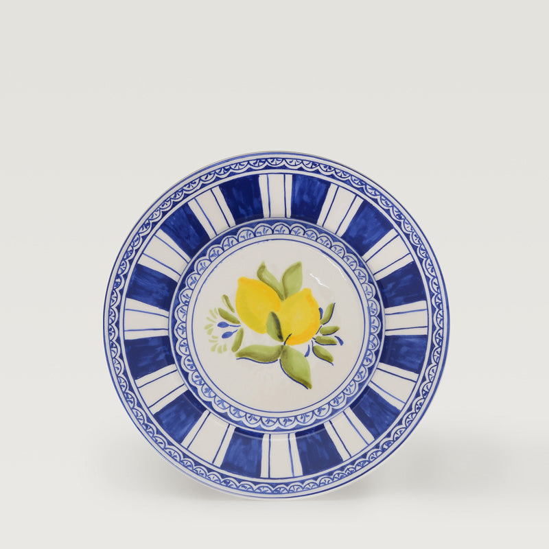 Prato De Sobremesa Limão Gráfico Azul