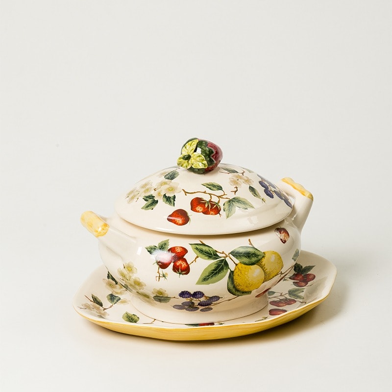 Terrina Francesa Morango Com Travessa Fresh Garden