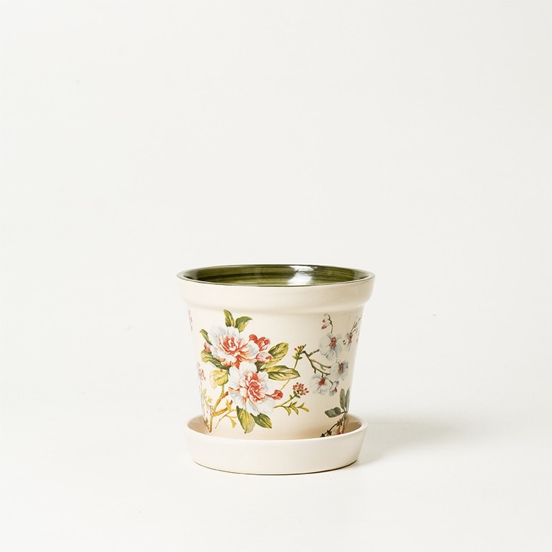 Vaso Pequeno Com Prato Gardênia