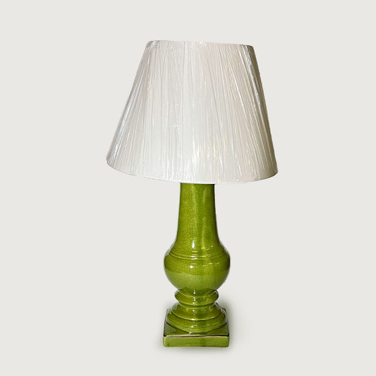 Abajur Balaustre Novo Verde Craquelê