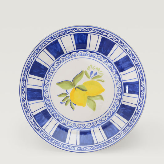 Prato De Jantar Limão Gráfico Azul